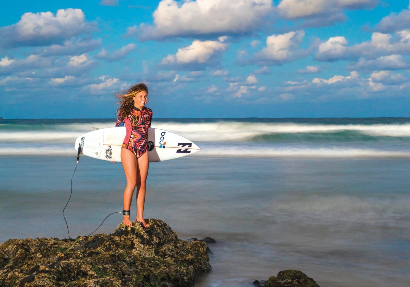 Carly on a rock