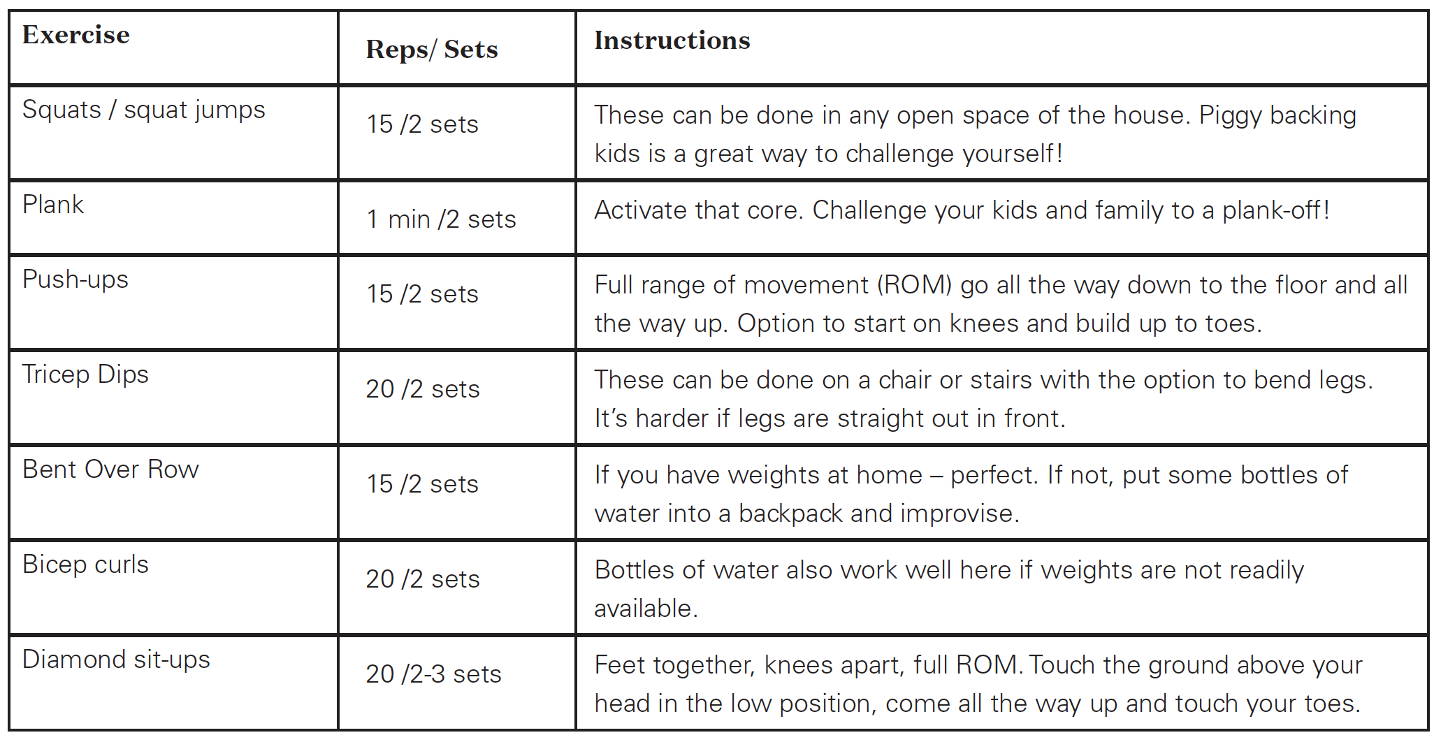 winter fitness program