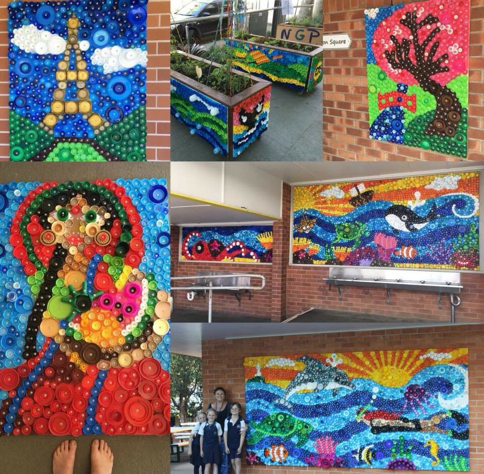 plastic lid mural montage