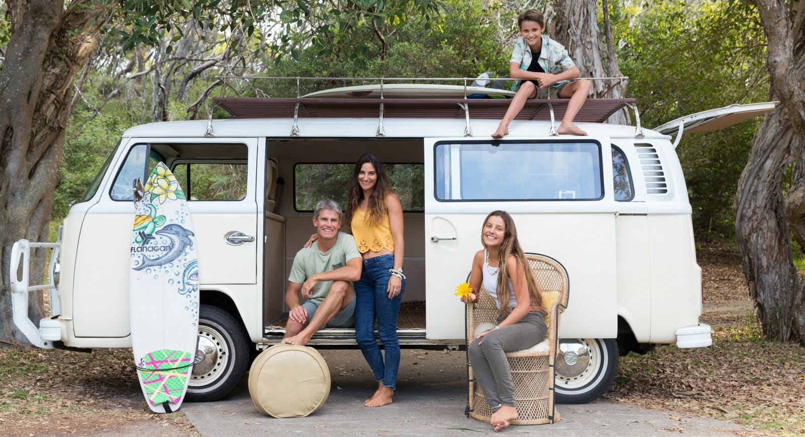 The Woods family with their Kombi