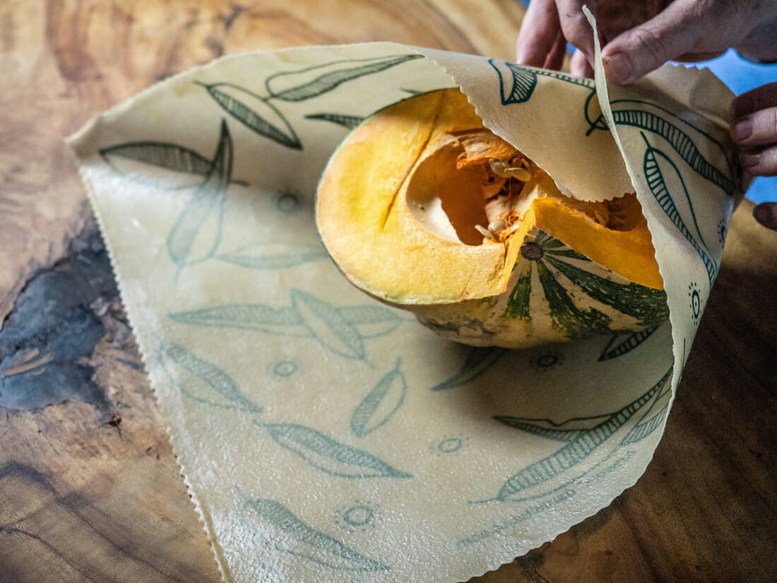 a pumkin in a Beeswax Wrap