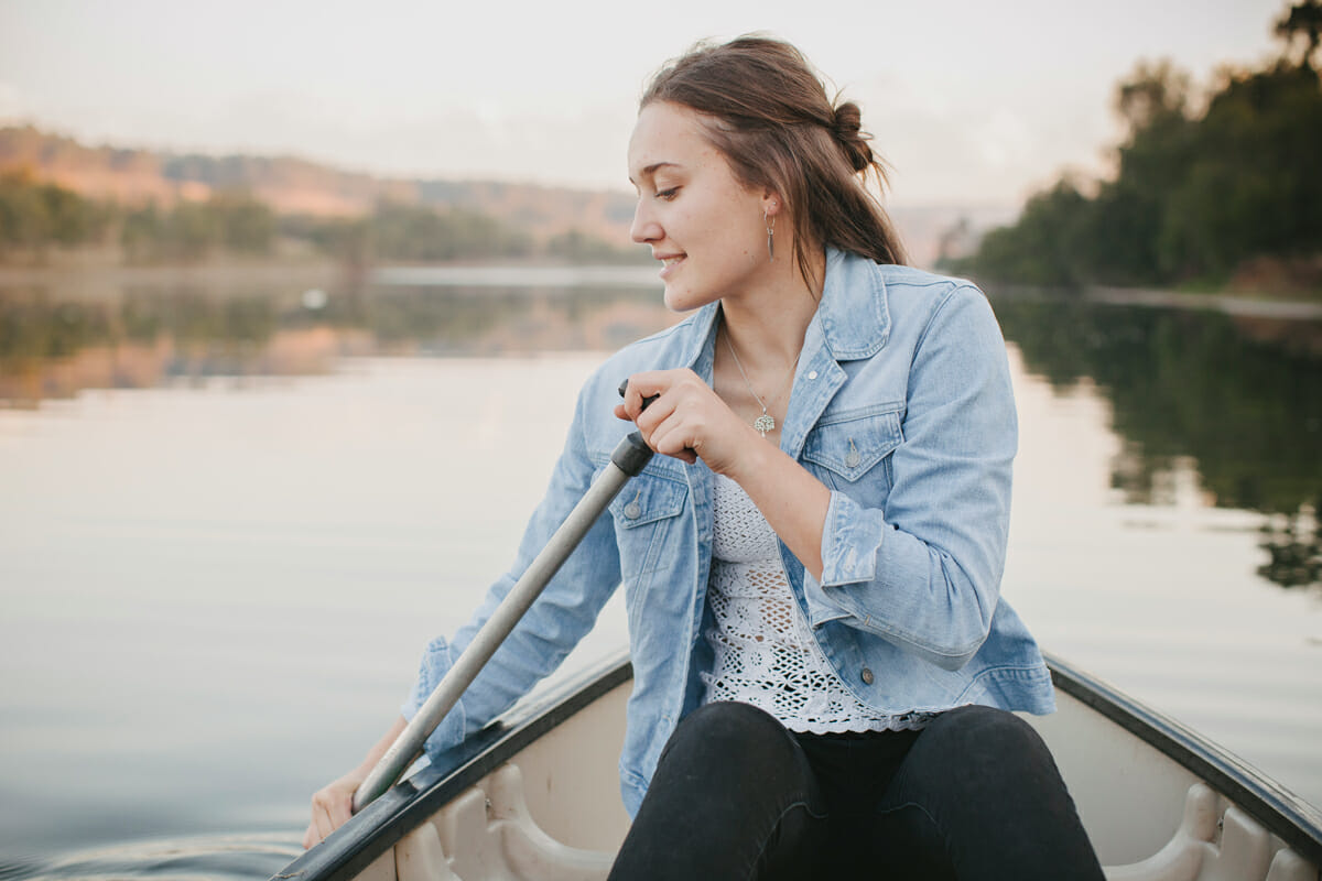 Georgia on the water in a canoe