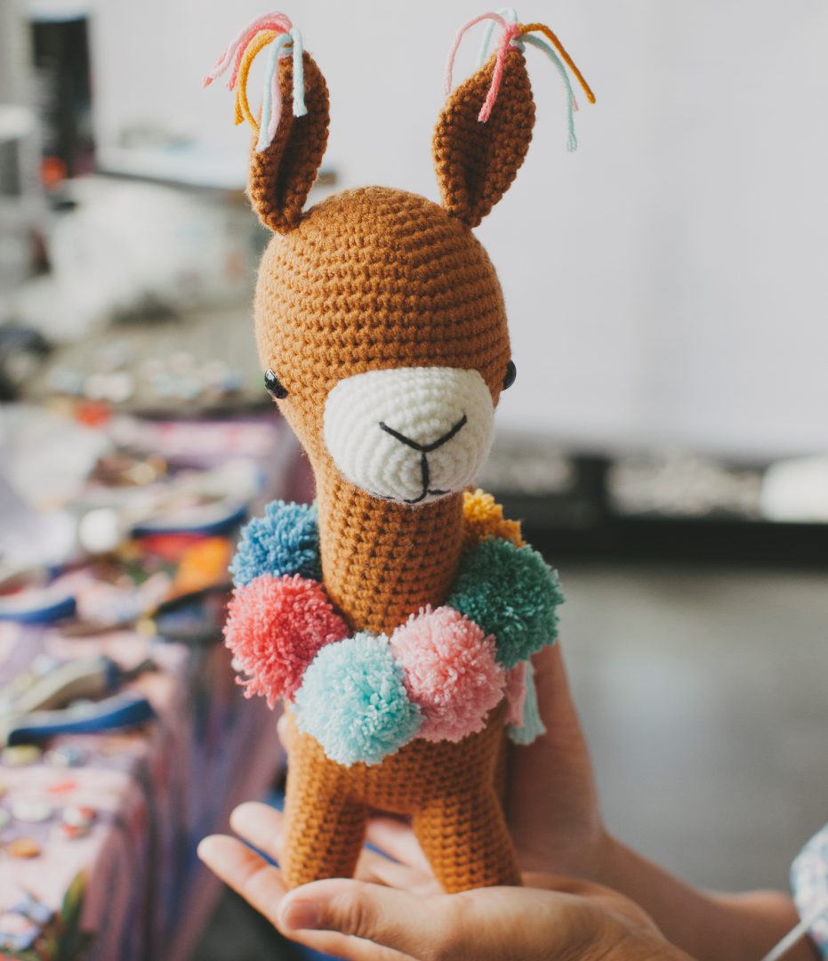 a crocheted llama