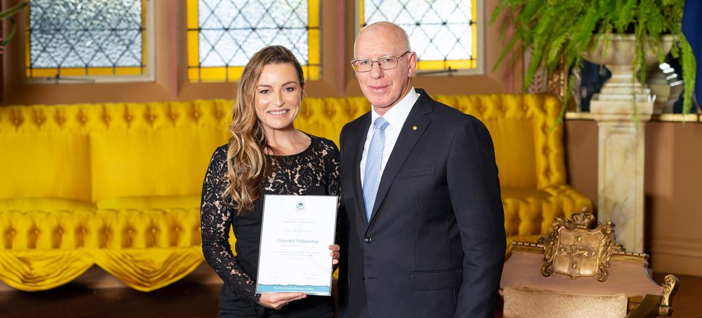 Kim receving the Churchill Fellowship last year 