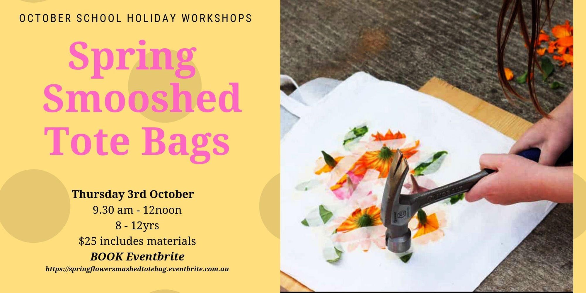 Spring Flowers Smashed Tote Bag: eight – twelve year olds