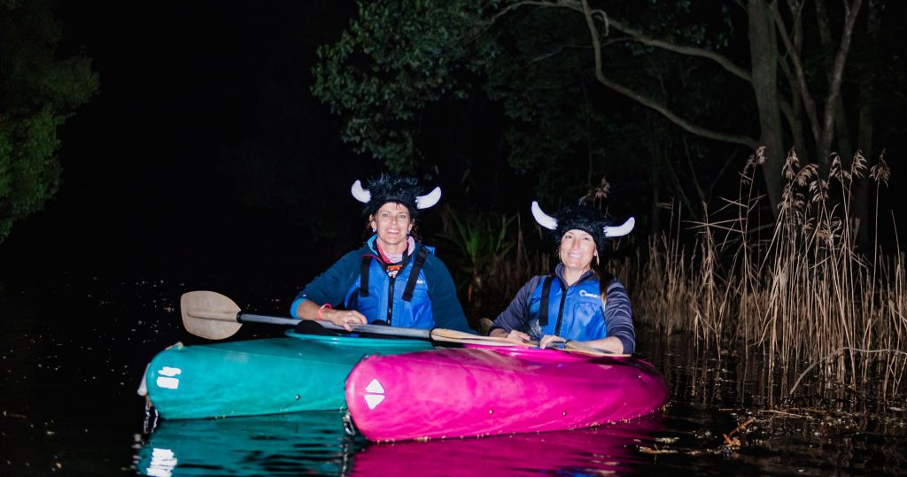 Paddling beneath a full moon on the Bellinger River