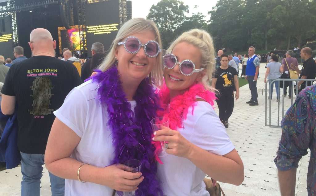These fans at Elton John packed their sunnies and boas and made the trip up all the way from Port Macquarie to Coffs Harbour. 