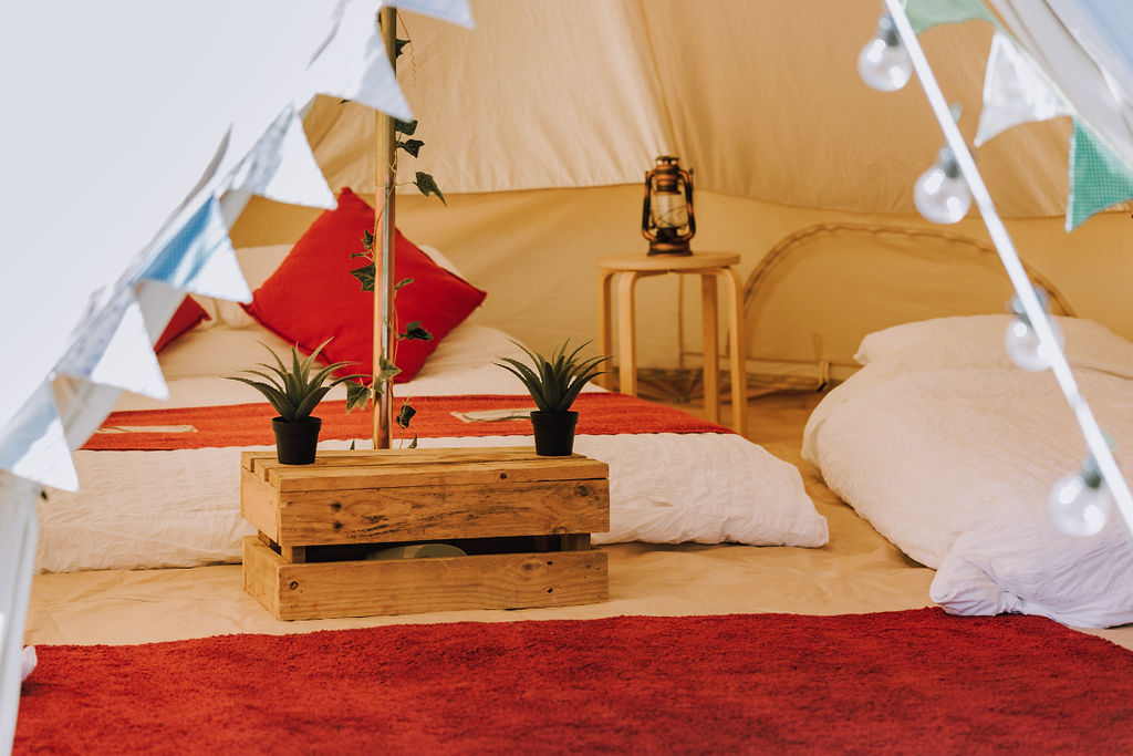 The bell tents offer the ultimate in glamping with additional luxury touches