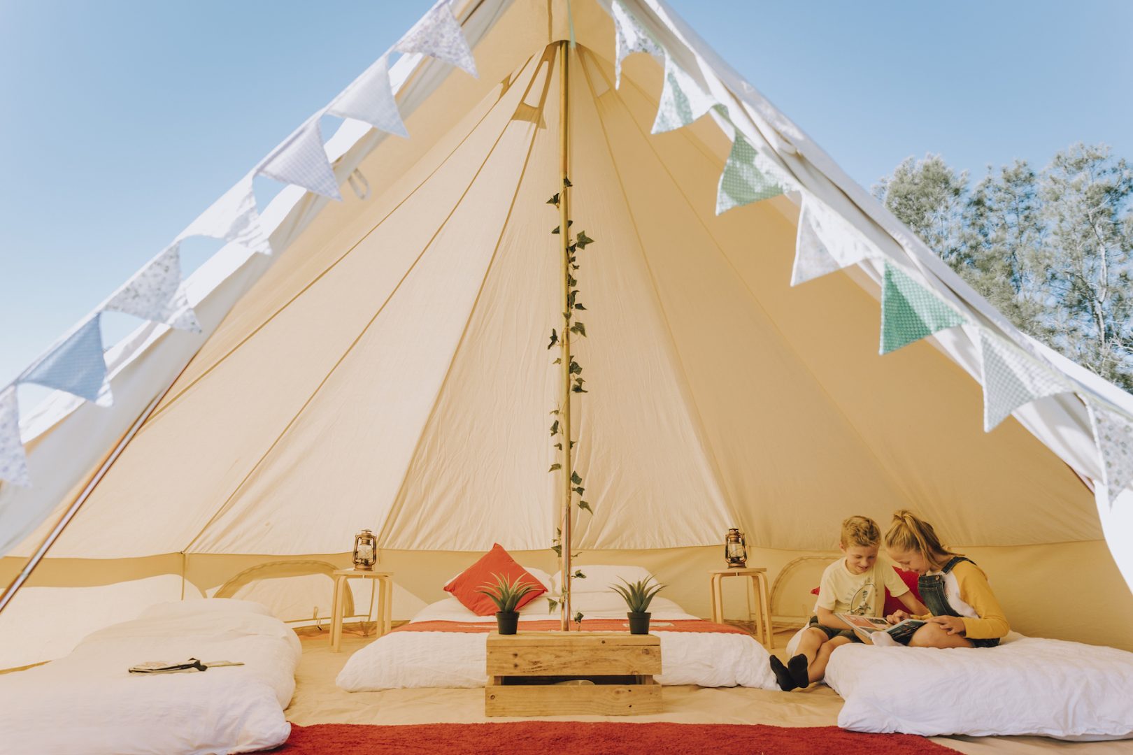 Easter glamping! A new pop-up glamping experience for the family at NRMA Port Macquarie Breakwall Holiday Park.