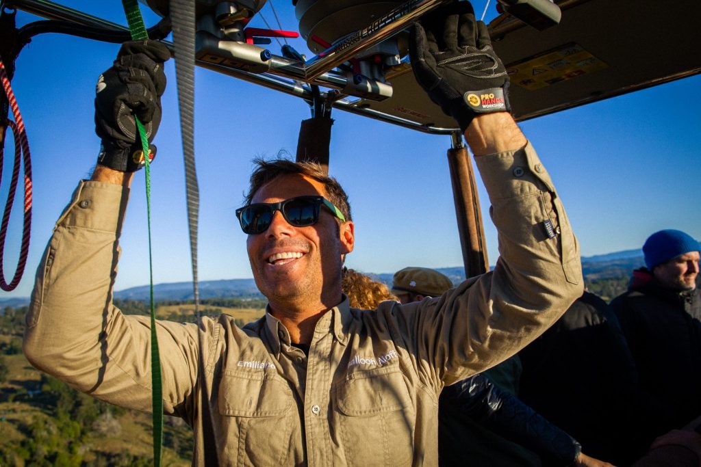 Hot air shop balloon pilot