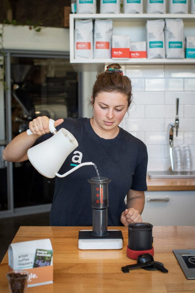 Barista Lilee Griffiths with the AeroPress Go filter coffee maker 3 by Elize Strydom