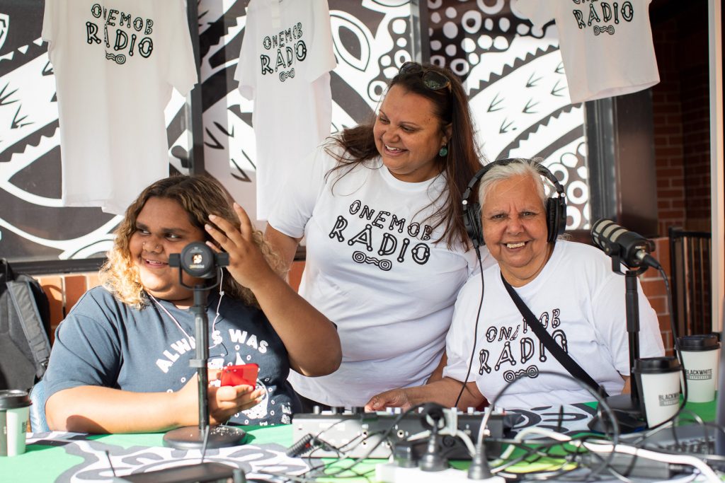 MayMay Ferguson, Noelene Skinner and Nan Skinner on OneMob Radio in Coffs Harbour