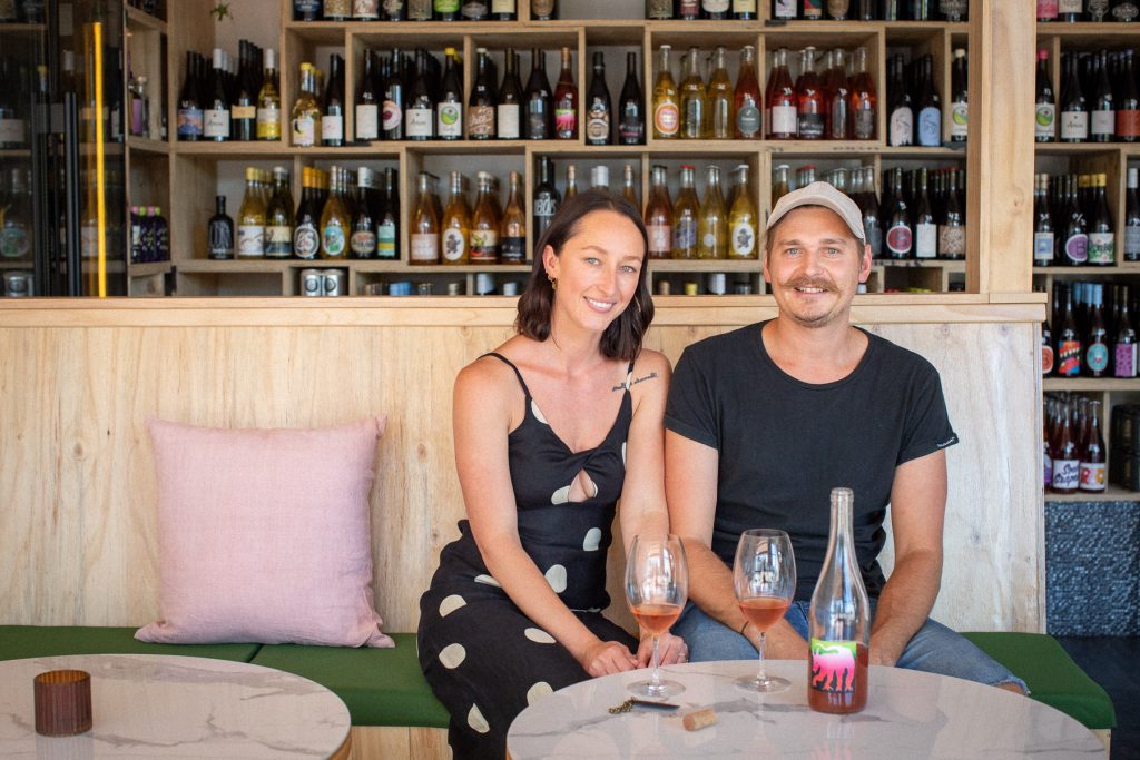 Taylah and Max at their Coffs Harbour bar SLO Vino &