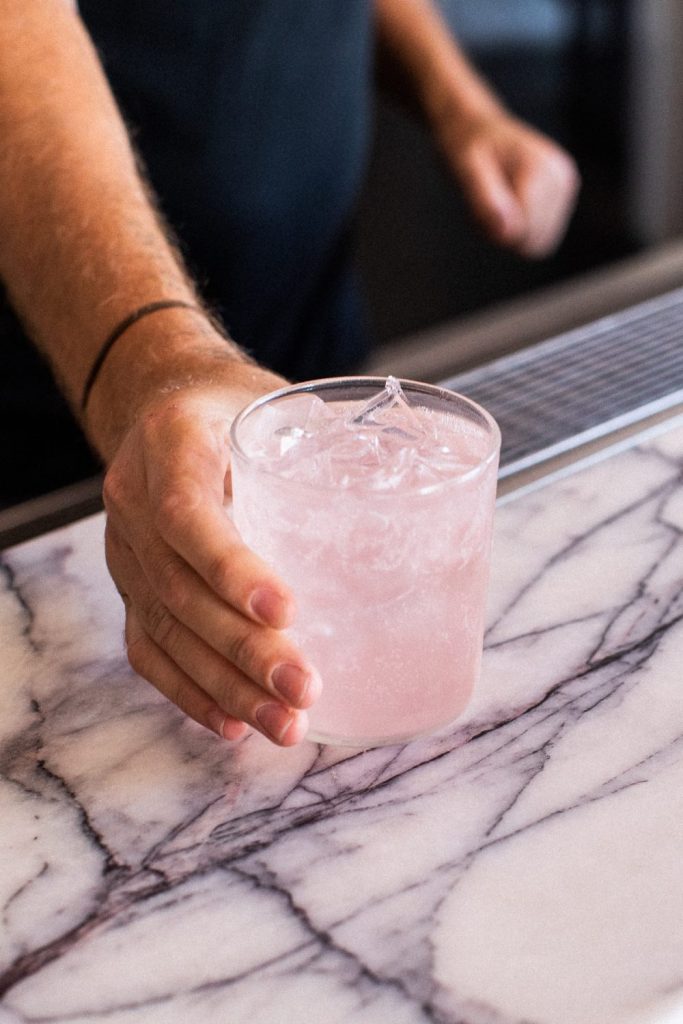 Close up of a glass of Fellr Hard Seltzer at SLO Vino &