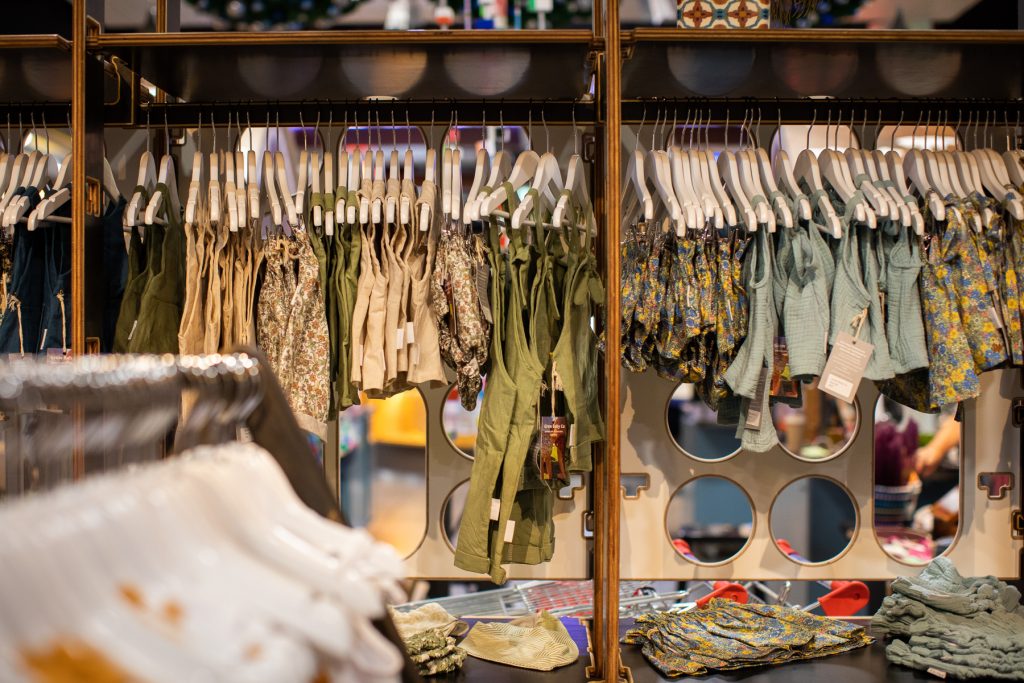 Clothes on the rack at Grow Baby Co shop in Coffs Central