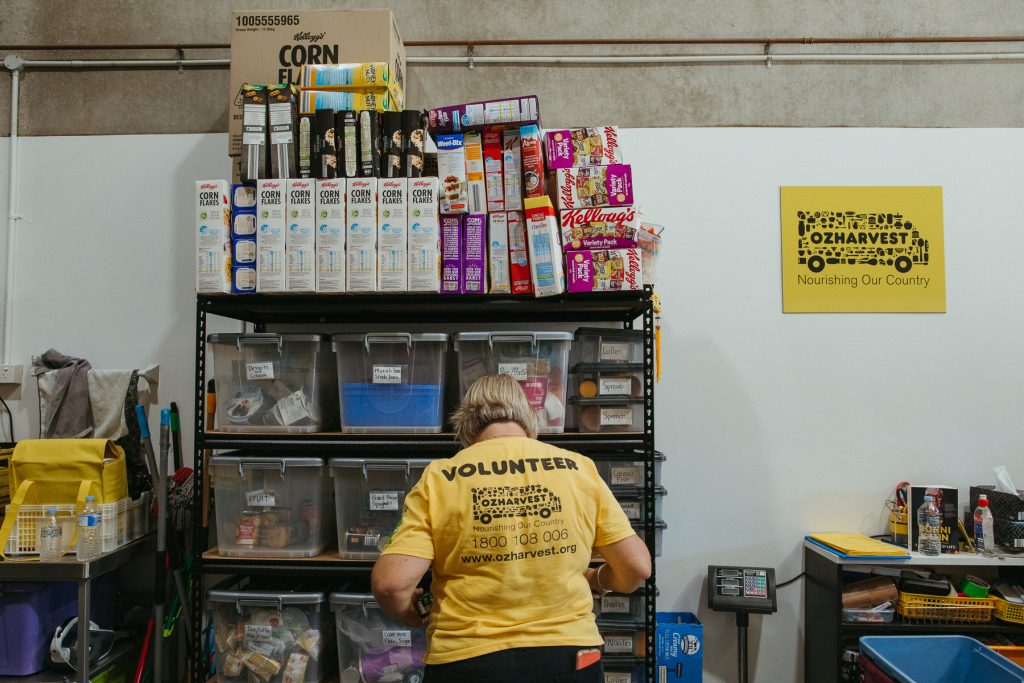 Julie Ferguson sorts foor in the OzHarvest Coffs Harbour warehouse