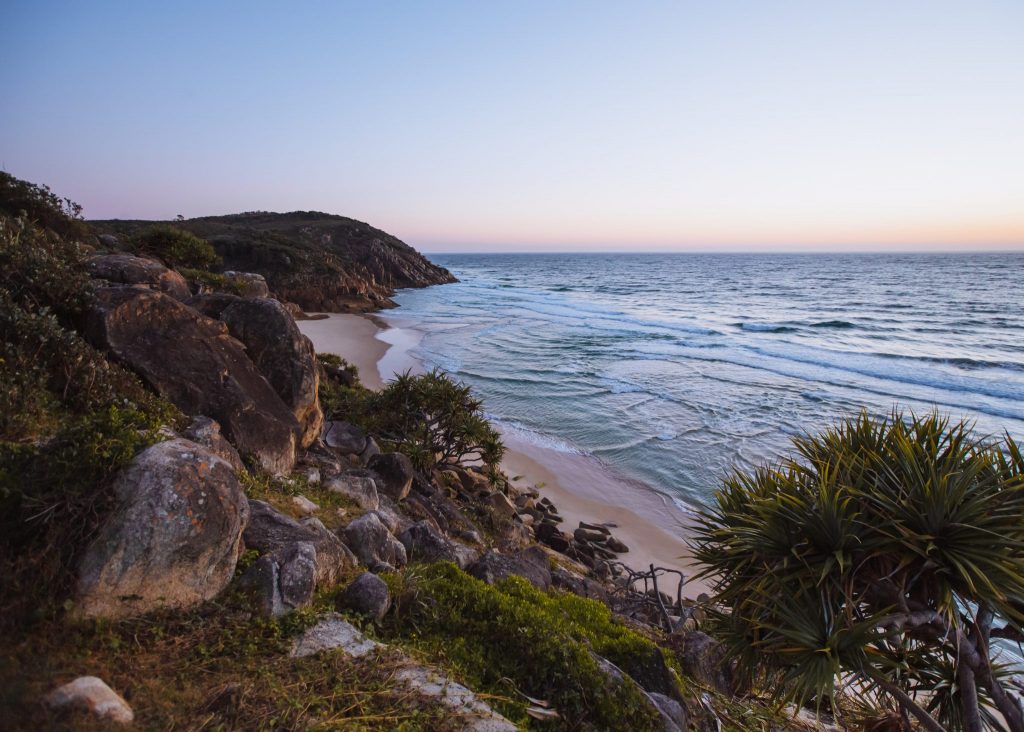 Landscape shot of a beach and sunset 