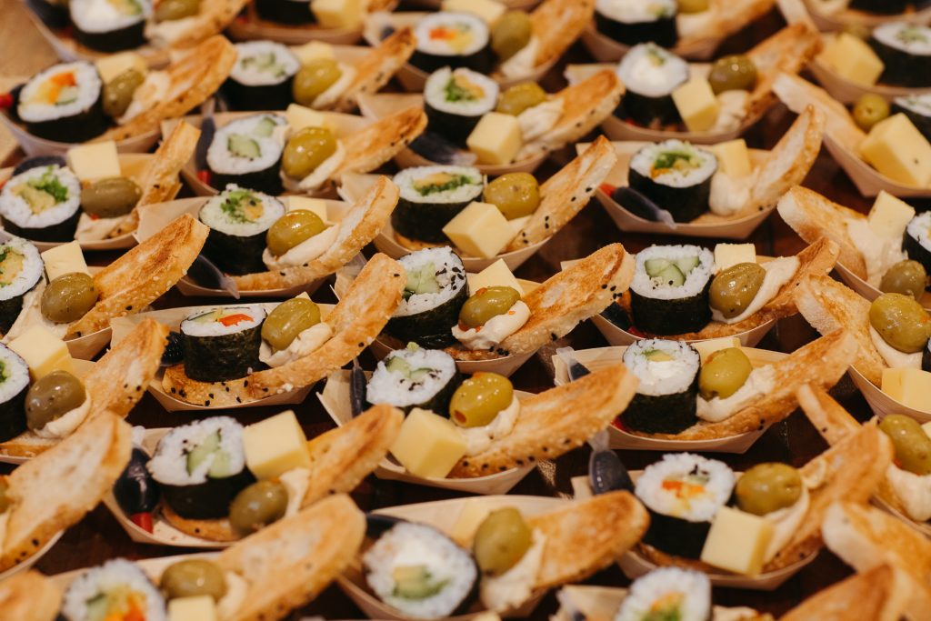 Canapes lined up 