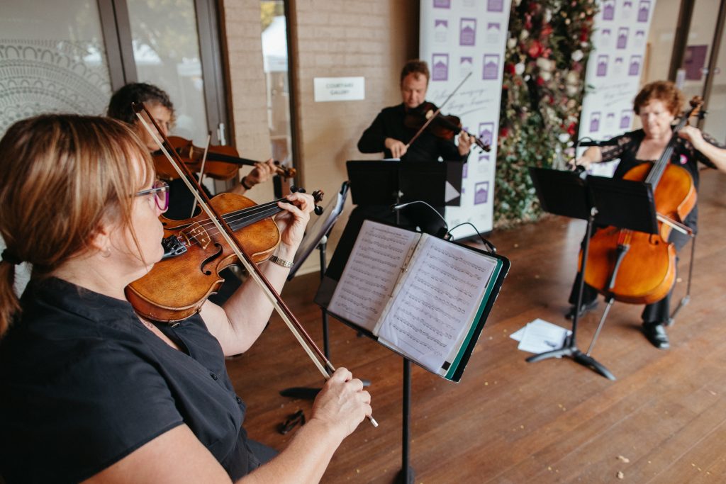 A string quartet play 