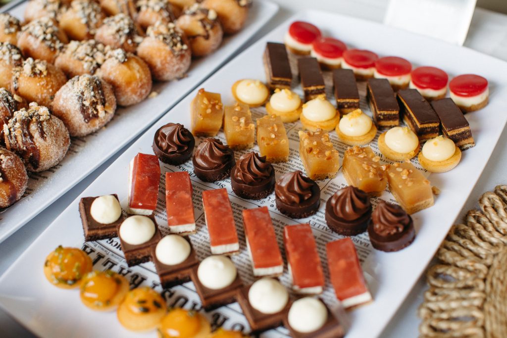 Close up of a tray of baked goods