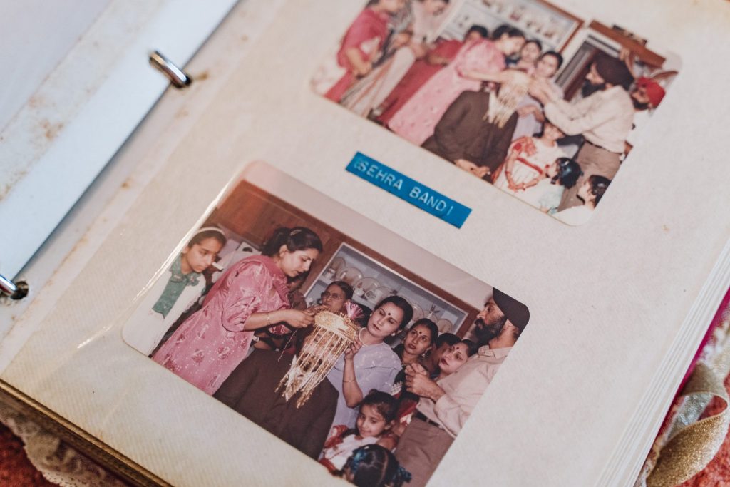 Indian wedding photos in an old album