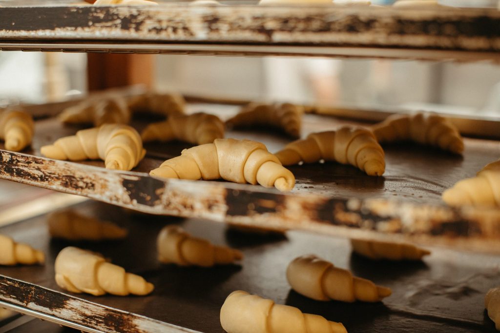 Croissants on a tray 