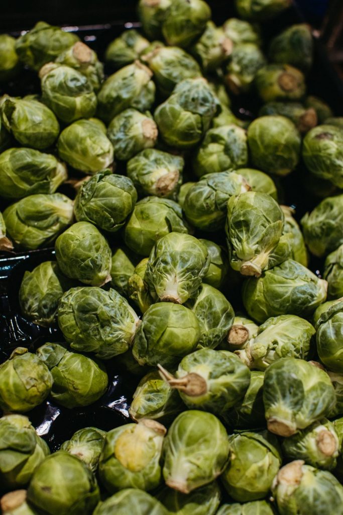 Close up of green Brussel sprouts 