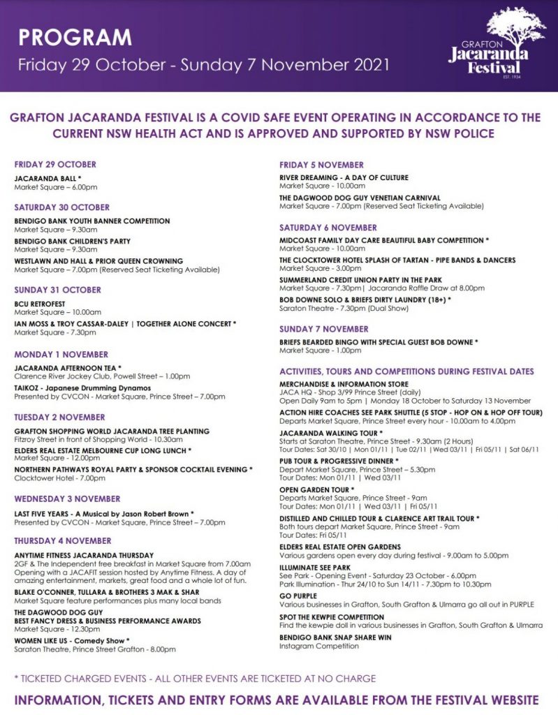 2021 Jacaranda Festival program