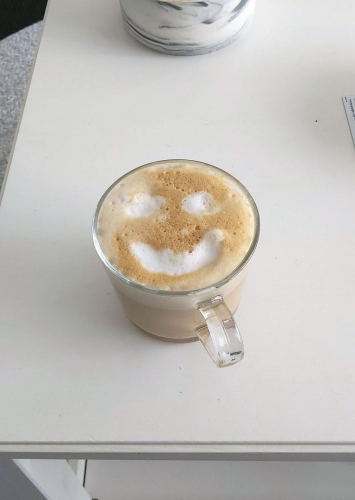 My coffee is smiling at me | E. from Sandy Beach